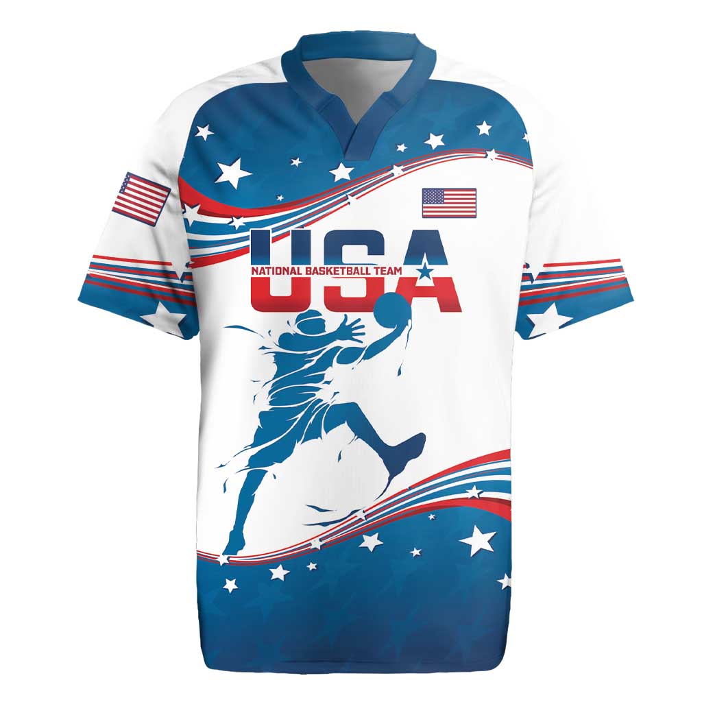 Custom USA Basketball Rugby Jersey 2024 Go Dream Team Curve Style - Shopicos
