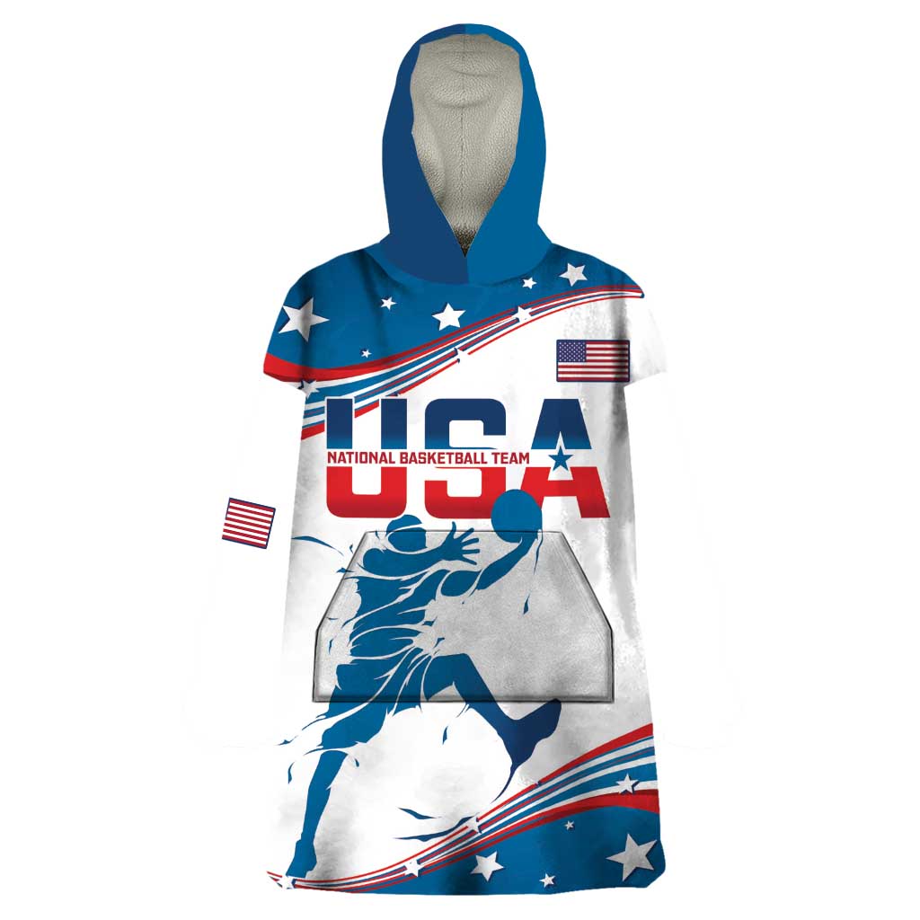 Custom USA Basketball Wearable Blanket Hoodie 2024 Go Dream Team Curve Style - Shopicos
