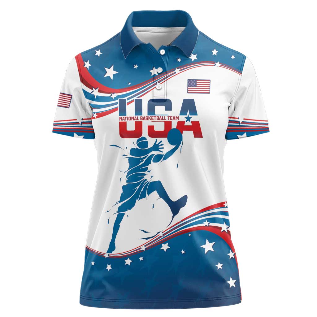 Custom USA Basketball Women Polo Shirt 2024 Go Dream Team Curve Style - Shopicos