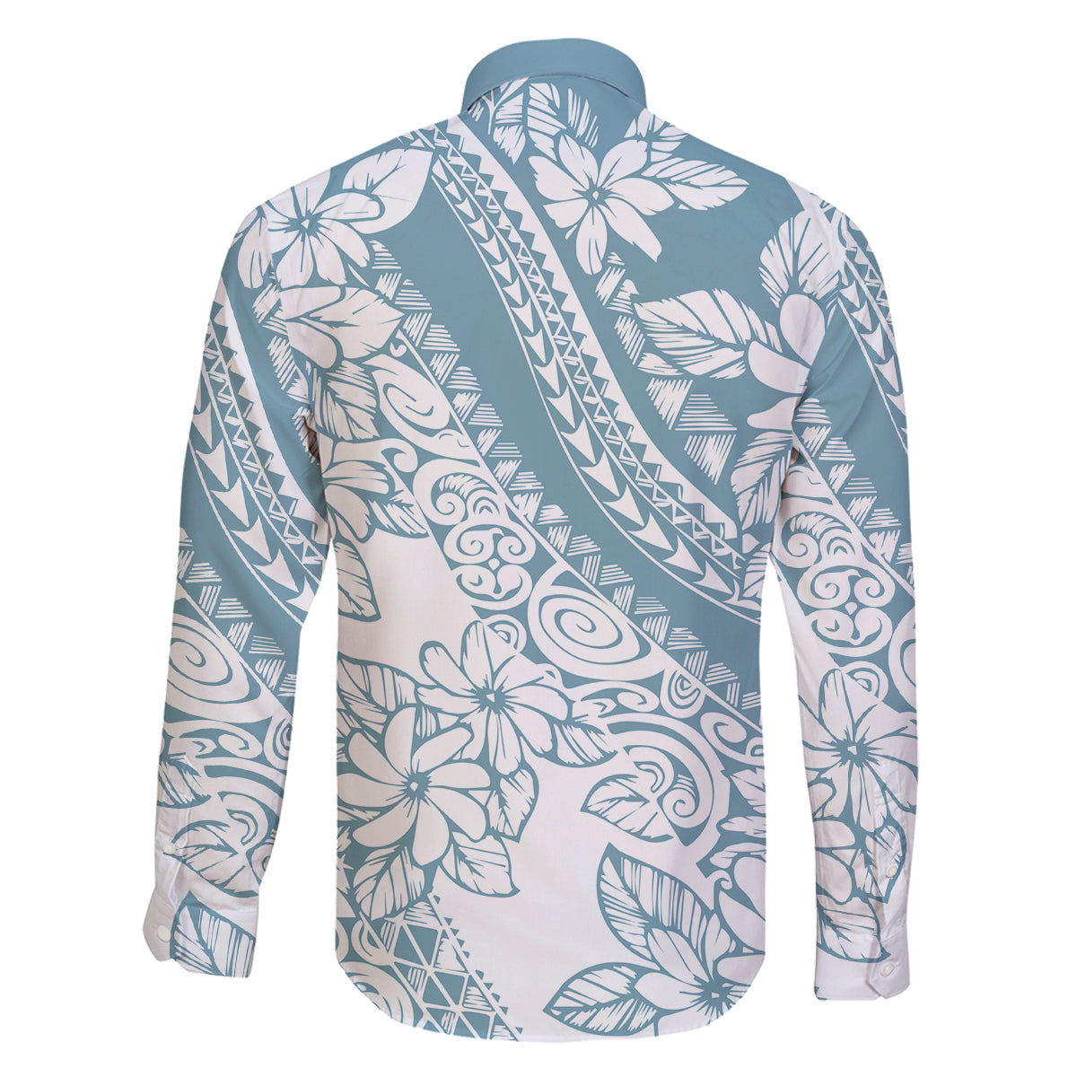 Polynesia Family Matching Off Shoulder Short Dress and Hawaiian Shirt Polynesian Tropical Flowers Blue Pastel Vibes - Shopicos