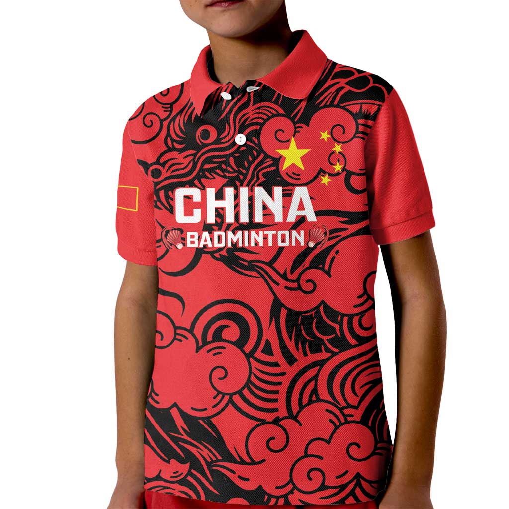 Personalised China Badminton Kid Polo Shirt 2024 Chinese Dragon Version - Shopicos