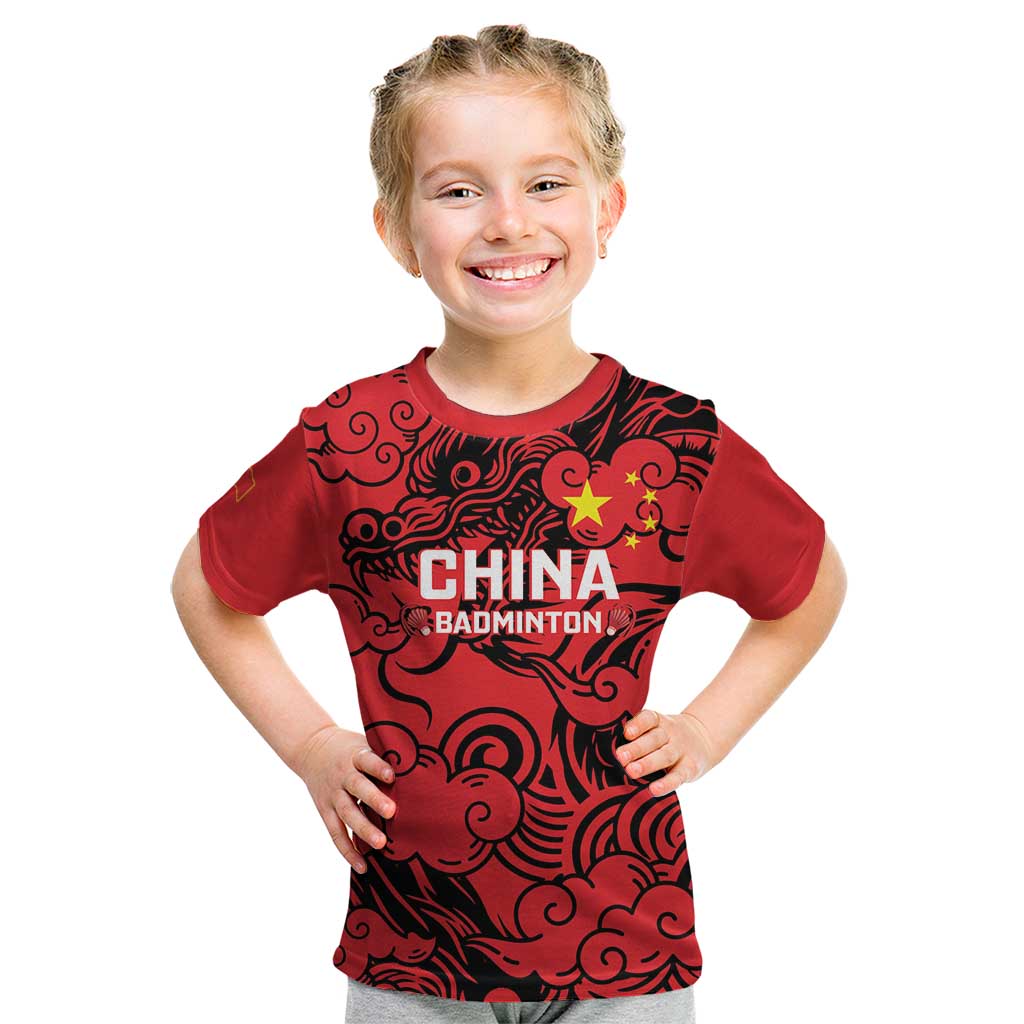 Personalised China Badminton Kid T Shirt 2024 Chinese Dragon Version - Shopicos