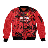 Personalised China Badminton Sleeve Zip Bomber Jacket 2024 Chinese Dragon Version - Shopicos