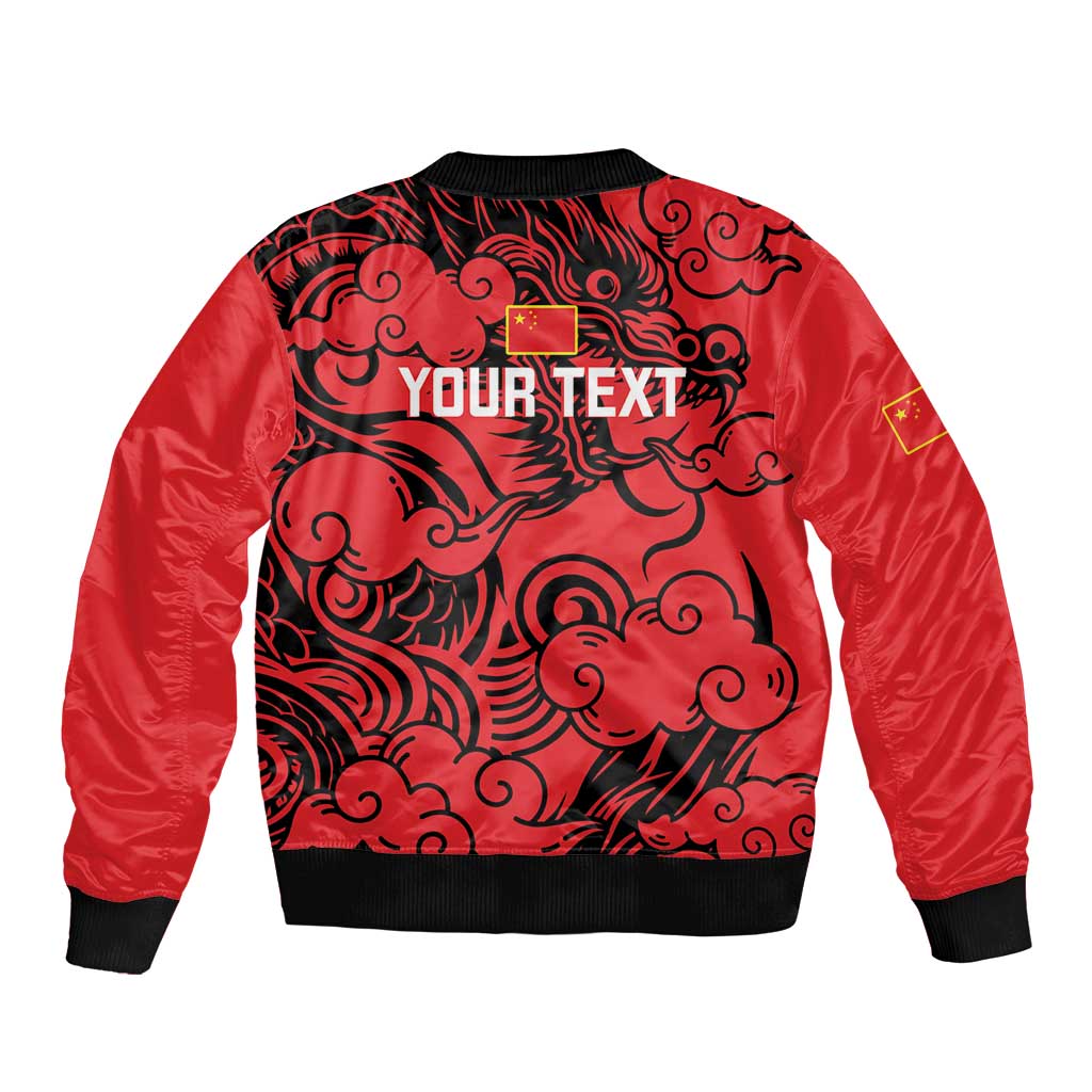 Personalised China Badminton Sleeve Zip Bomber Jacket 2024 Chinese Dragon Version - Shopicos