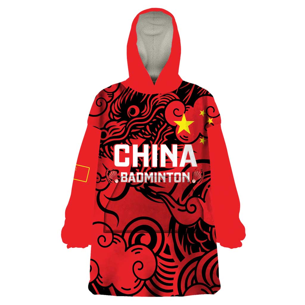 Personalised China Badminton Wearable Blanket Hoodie 2024 Chinese Dragon Version - Shopicos