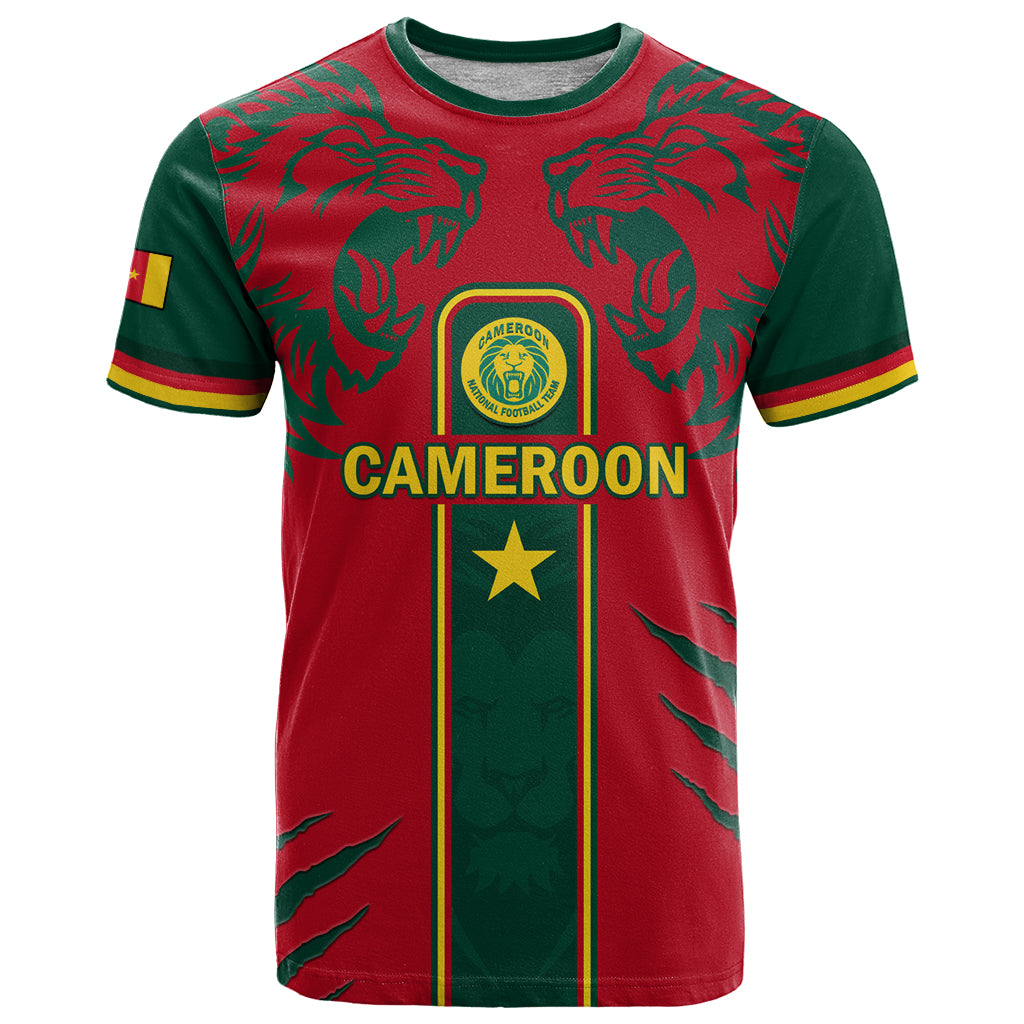Custom Cameroon Football T Shirt 2024 African Nations Go Champions Lion Style - Shopicos