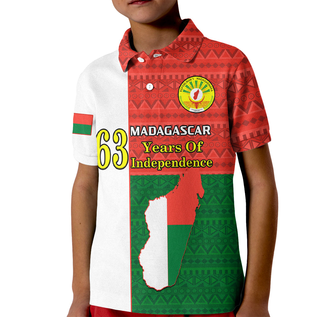 Personalised 26 June Madagascar Independence Day Kid Polo Shirt Madagasikara African Pattern - Shopicos