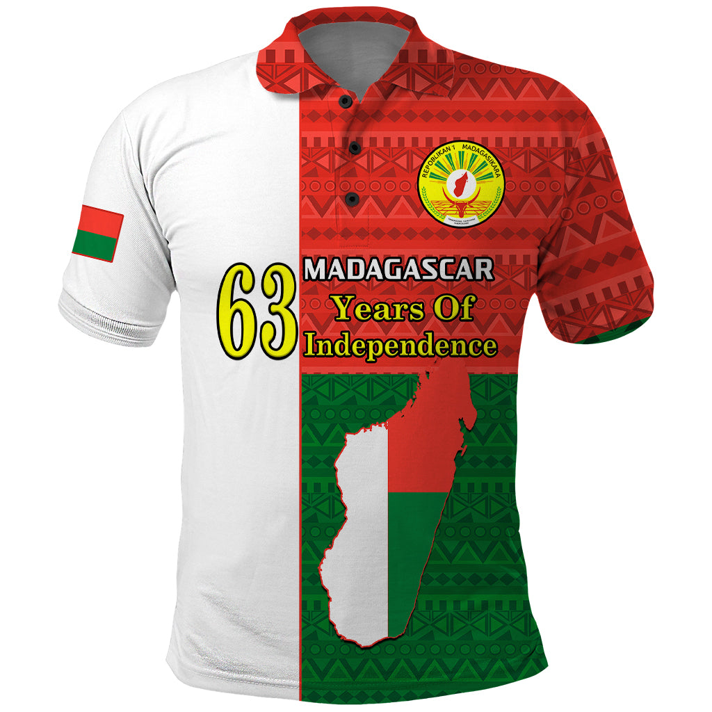 Personalised 26 June Madagascar Independence Day Polo Shirt Madagasikara African Pattern - Shopicos