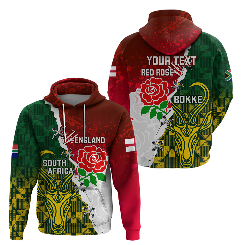 Personalised South Africa And England Rugby Hoodie 2023 Springboks Combine Red Roses Sporty Style - Shopicos