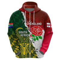 Personalised South Africa And England Rugby Hoodie 2023 Springboks Combine Red Roses Sporty Style - Shopicos