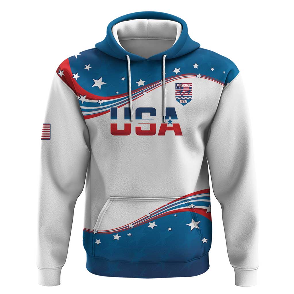 Personalized USA Rowing Hoodie 2024 United States Flag Curve Style - Shopicos