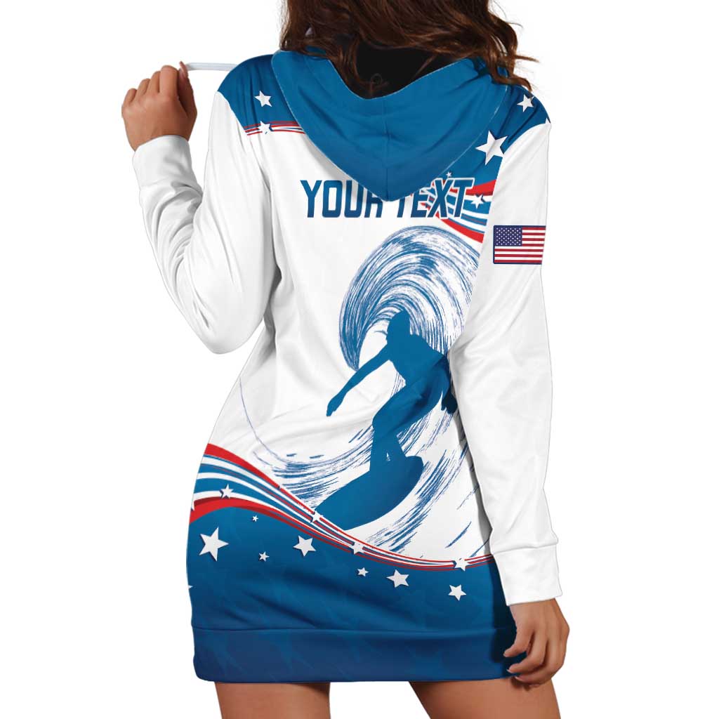 Personalized USA Surfing Hoodie Dress 2024 United States Flag Curve Style - Shopicos