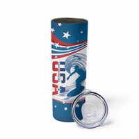 Personalized USA Surfing Skinny Tumbler 2024 United States Flag Curve Style - Shopicos