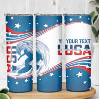 Personalized USA Surfing Skinny Tumbler 2024 United States Flag Curve Style - Shopicos