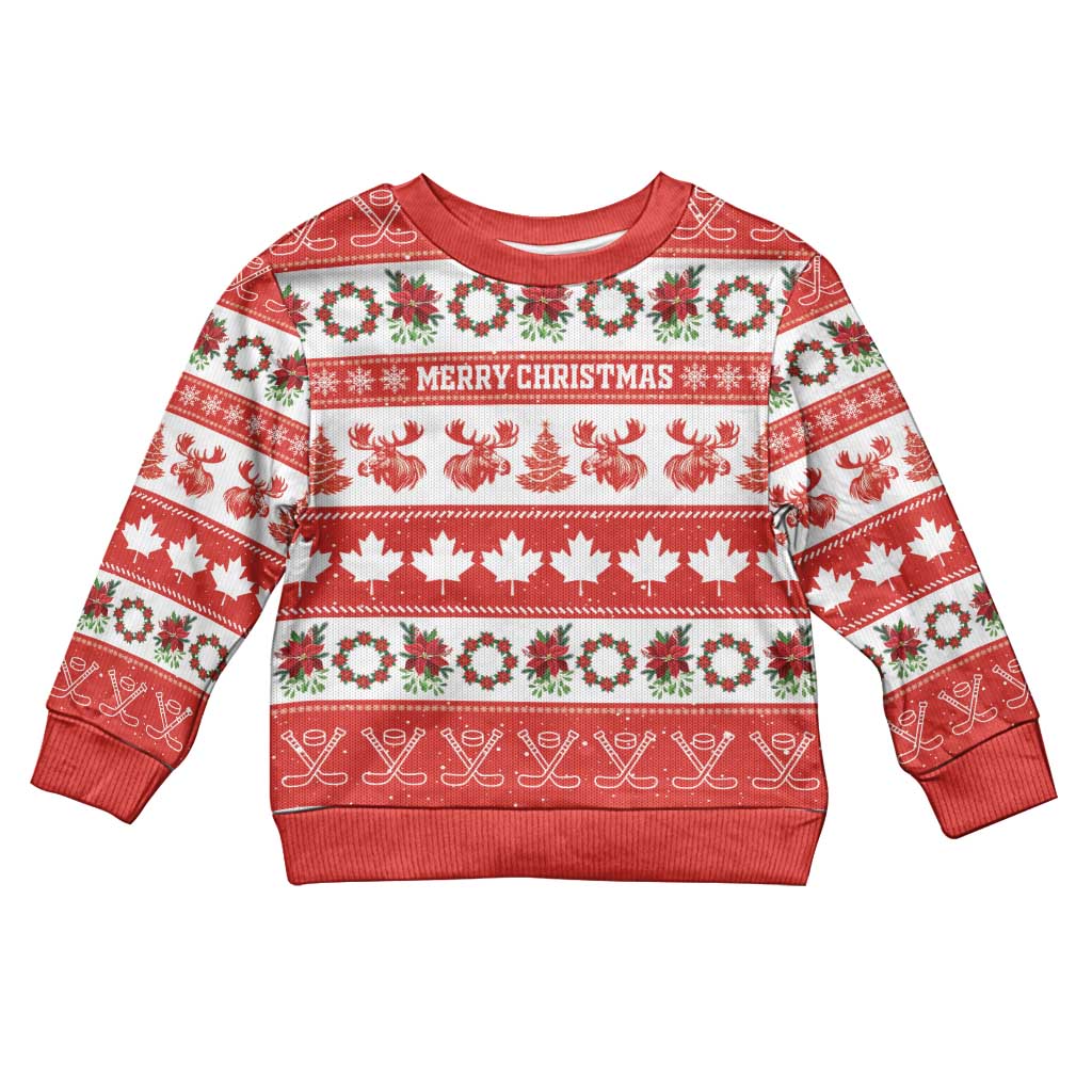 Personalised Canada Christmas Kid Ugly Christmas Sweater Canadian Moose Maple Leaf Seamless Style - Shopicos