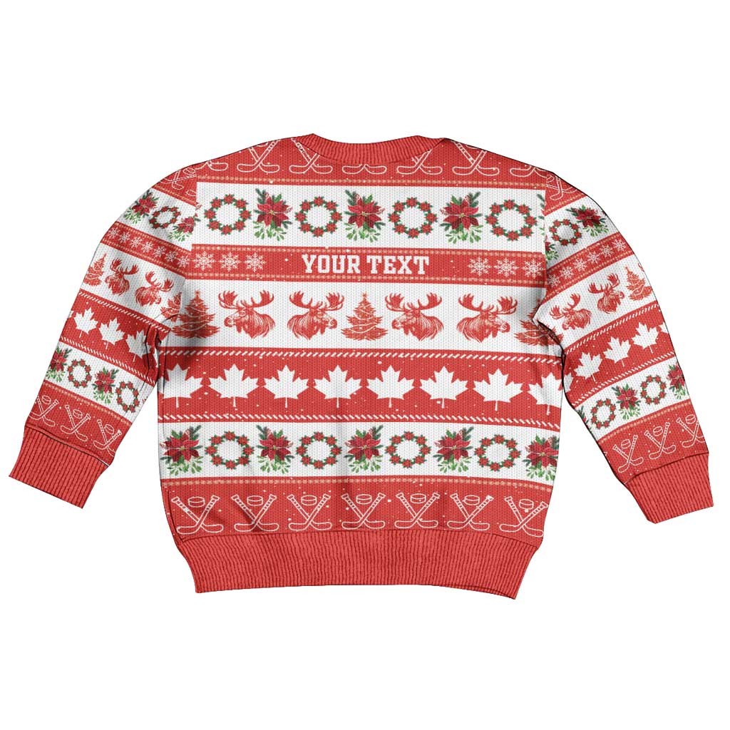 Personalised Canada Christmas Kid Ugly Christmas Sweater Canadian Moose Maple Leaf Seamless Style - Shopicos