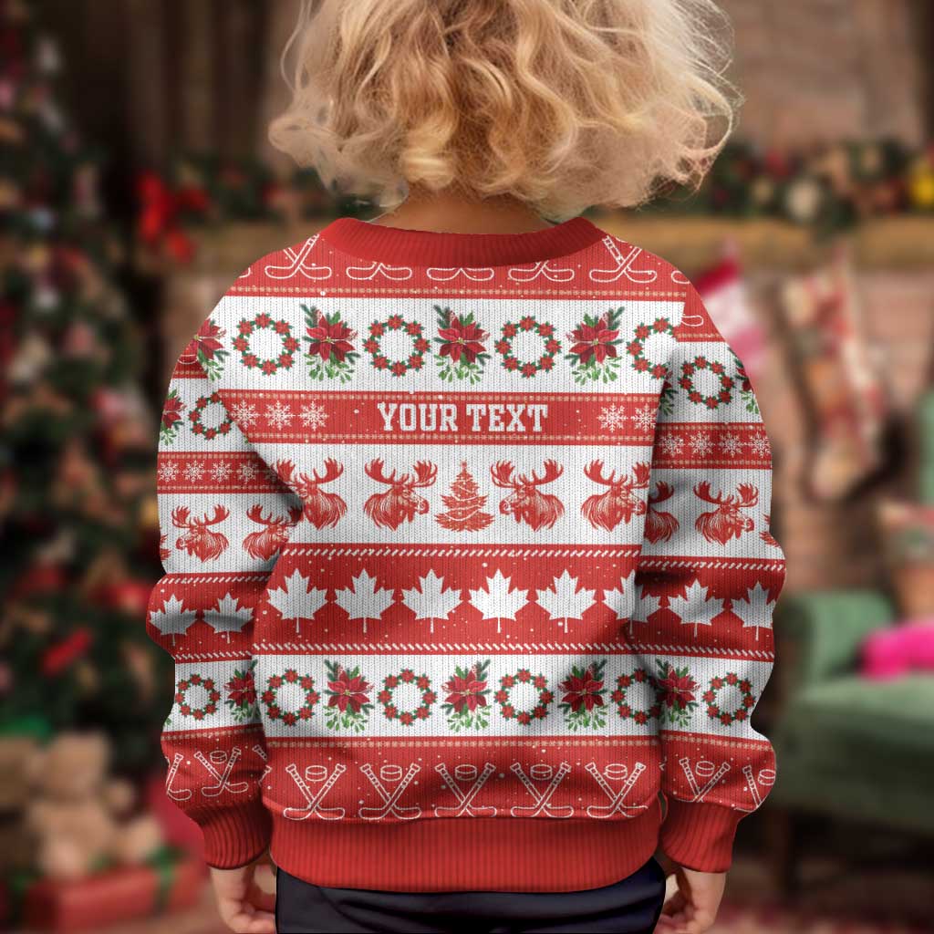 Personalised Canada Christmas Kid Ugly Christmas Sweater Canadian Moose Maple Leaf Seamless Style - Shopicos