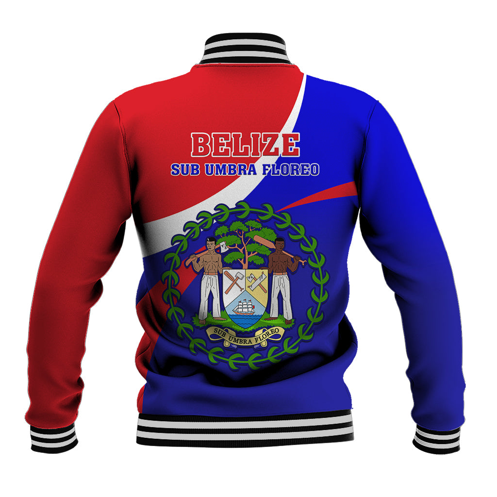 Belize Independence Day Baseball Jacket Coat Of Arms Curve Style - Shopicos