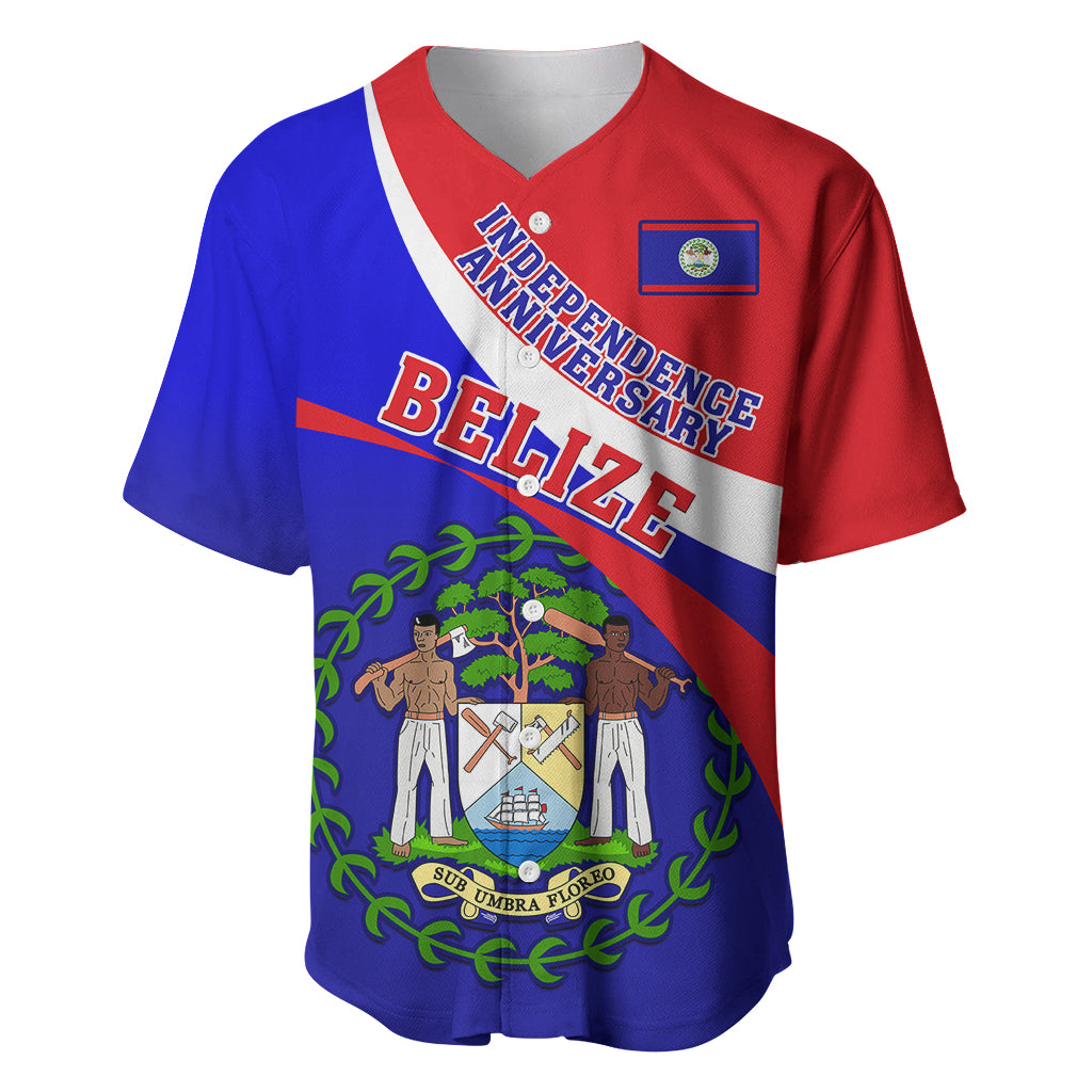 Belize Independence Day Baseball Jersey Coat Of Arms Curve Style - Shopicos