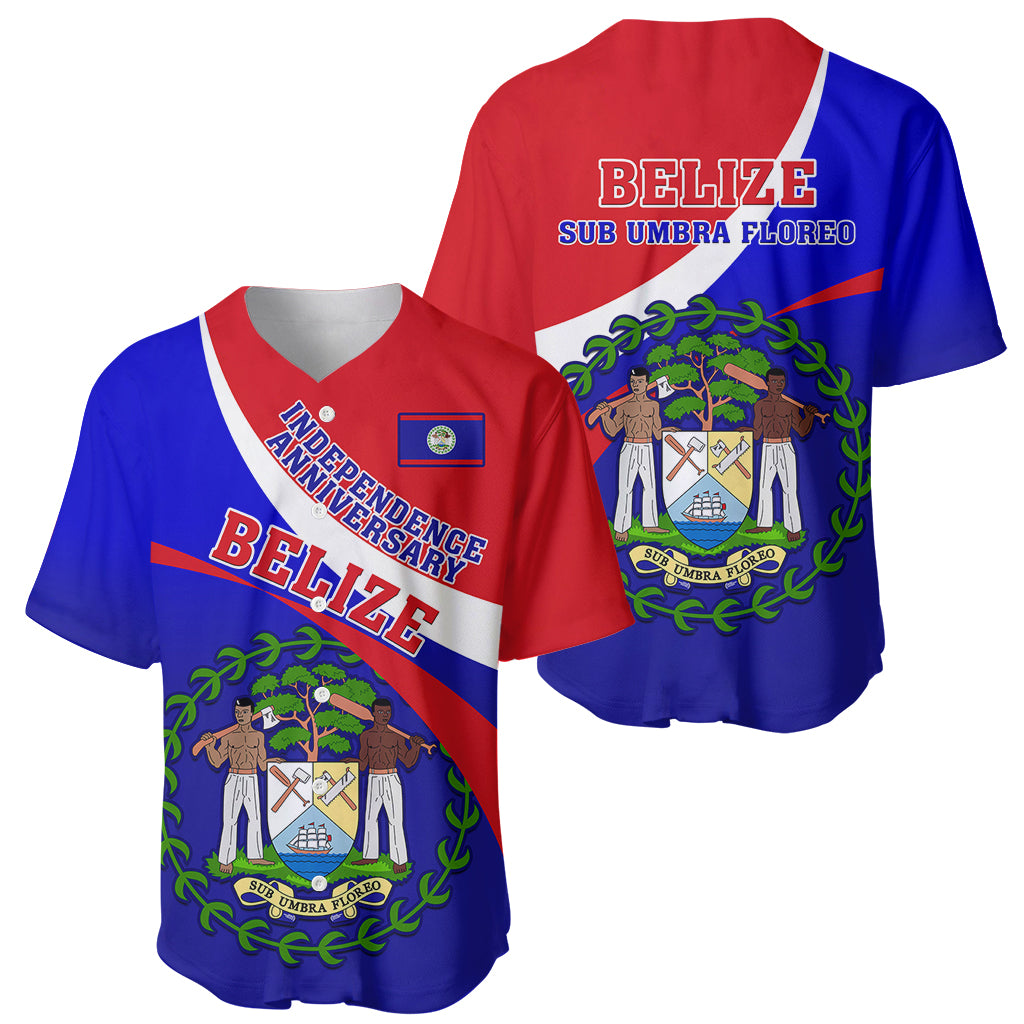 Belize Independence Day Baseball Jersey Coat Of Arms Curve Style - Shopicos