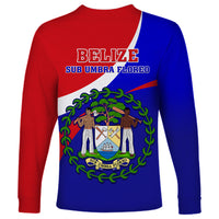 Belize Independence Day Long Sleeve Shirt Coat Of Arms Curve Style - Shopicos