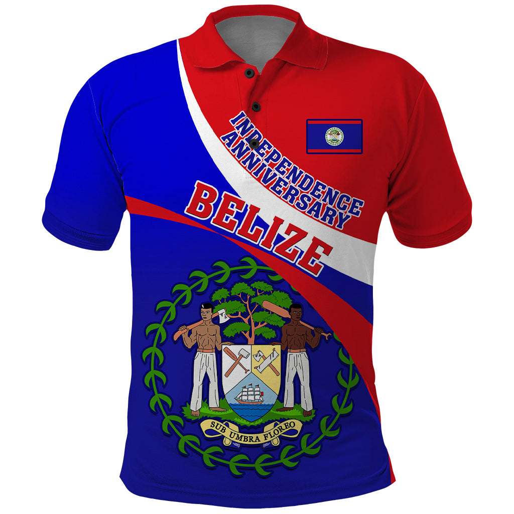 Belize Independence Day Polo Shirt Coat Of Arms Curve Style - Shopicos