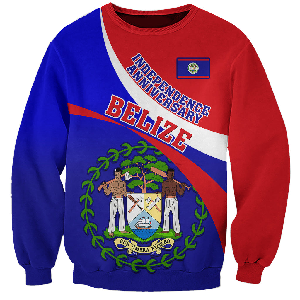 Belize Independence Day Sweatshirt Coat Of Arms Curve Style - Shopicos