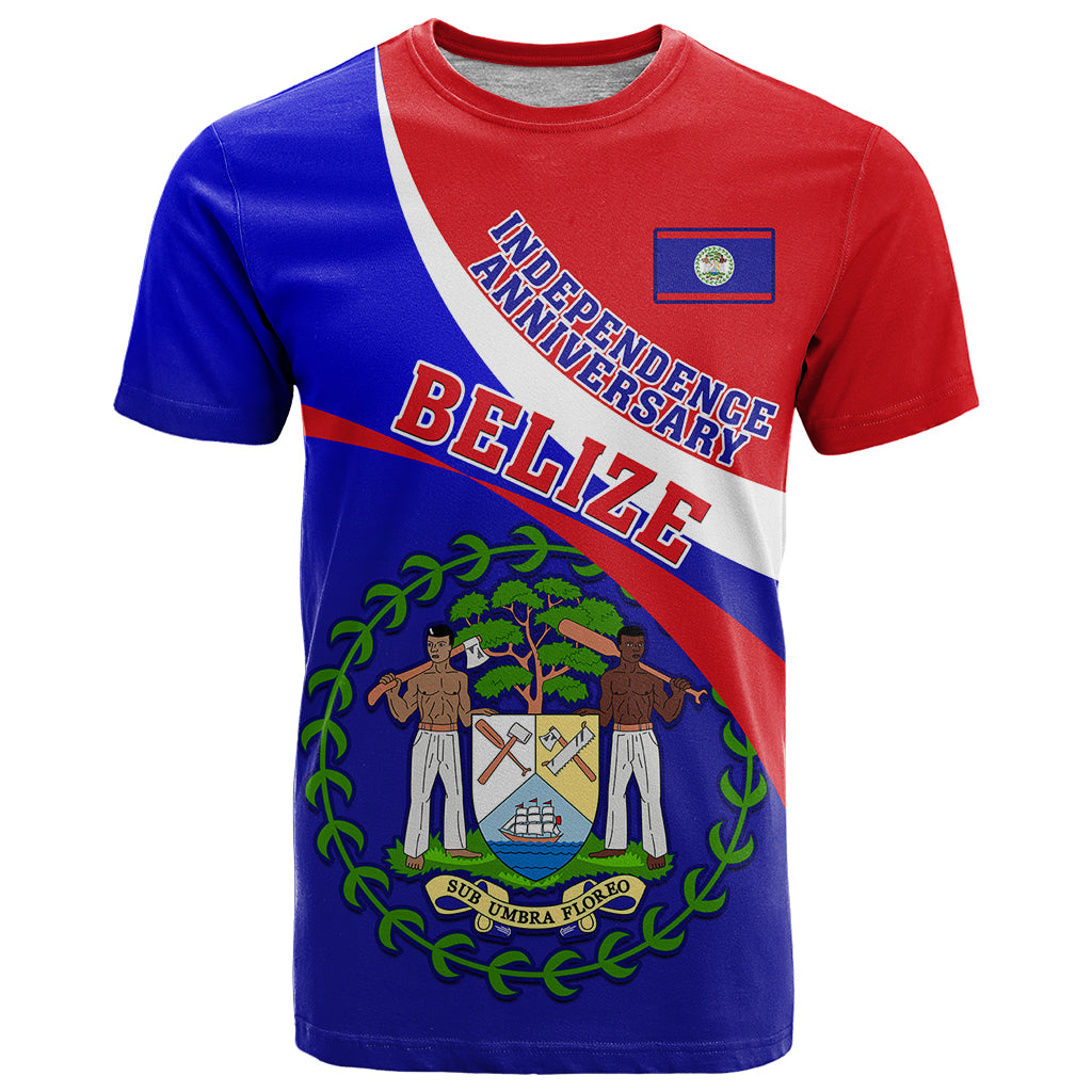 Belize Independence Day T Shirt Coat Of Arms Curve Style - Shopicos