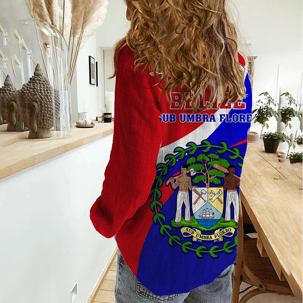 Belize Independence Day Women Casual Shirt Coat Of Arms Curve Style - Shopicos