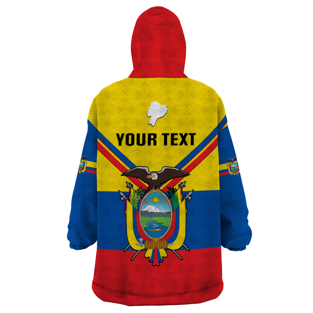 Personalised Ecuador Wearable Blanket Hoodie Ecuadorian Coat Of Arms Yellow Version - Shopicos