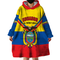 Personalised Ecuador Wearable Blanket Hoodie Ecuadorian Coat Of Arms Yellow Version - Shopicos