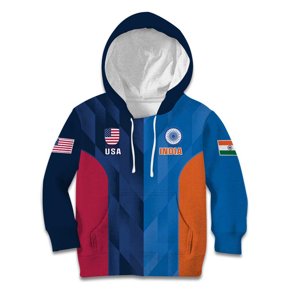 Custom USA and India Cricket Kid Hoodie 2024 Together Dynamic Style - Shopicos