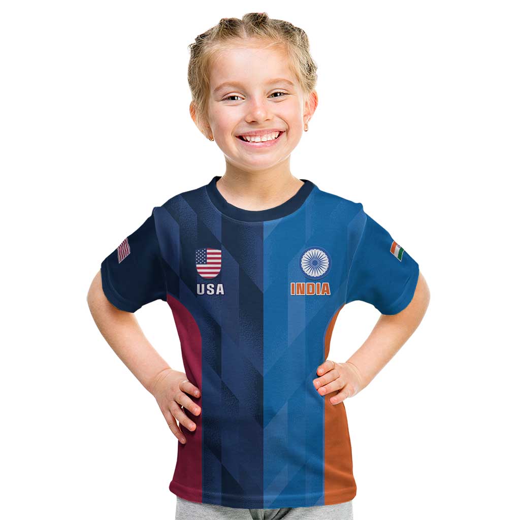 Custom USA and India Cricket Kid T Shirt 2024 Together Dynamic Style - Shopicos