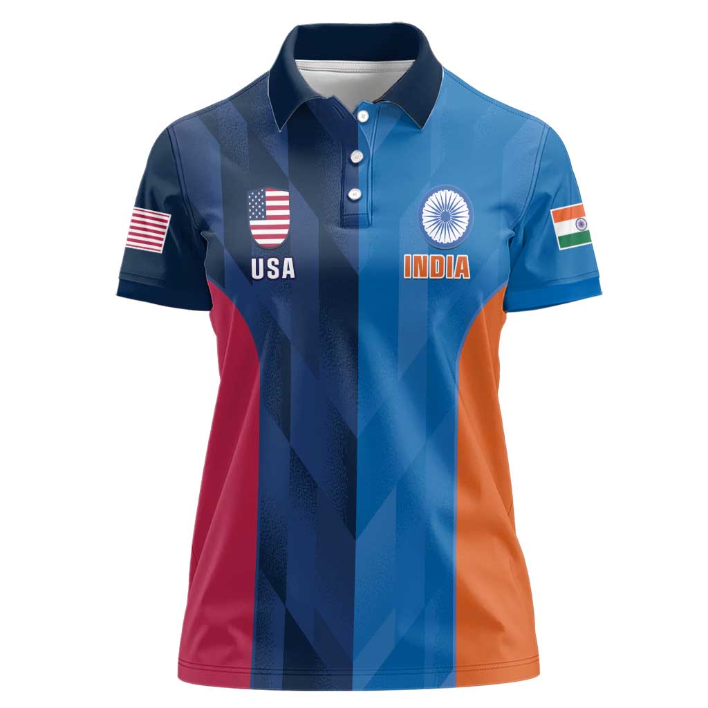 Custom USA and India Cricket Women Polo Shirt 2024 Together Dynamic Style - Shopicos
