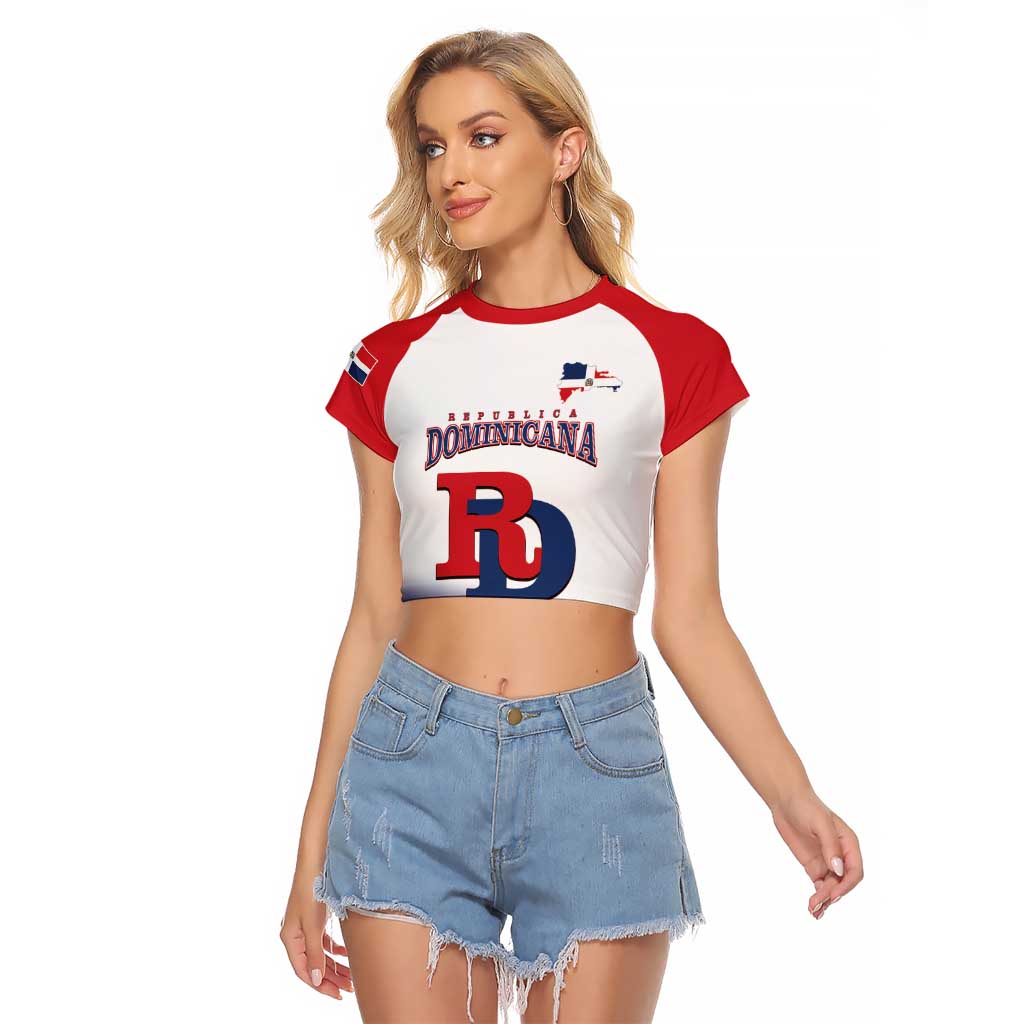 Custom Dominican Republic 2025 Baseball Raglan Cropped T Shirt Go Champions Flag Style