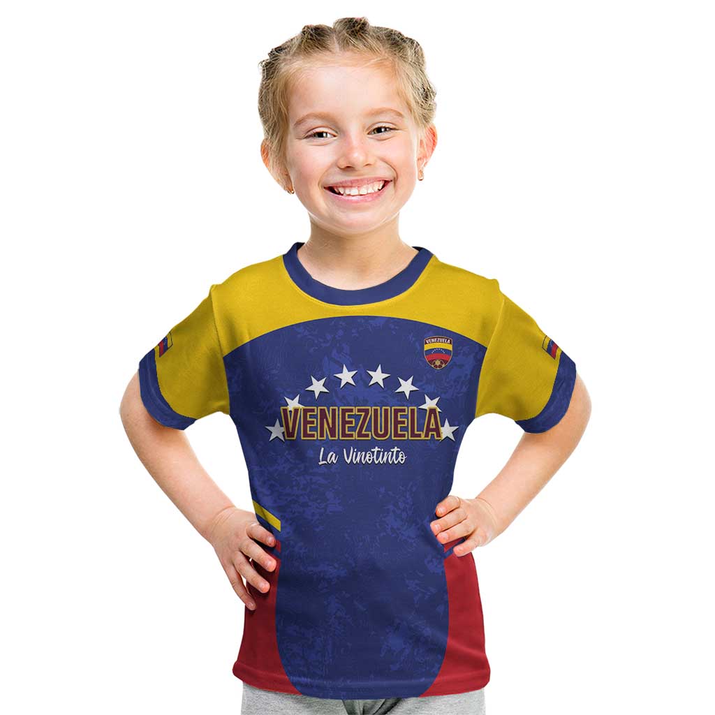 Custom Venezuela Football Kid T Shirt Come On La Vinotinto Flag Color
