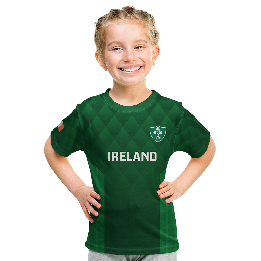 Personalised Ireland Rugby Kid T Shirt 2023 Go Irish Shamrock World Cup - Shopicos