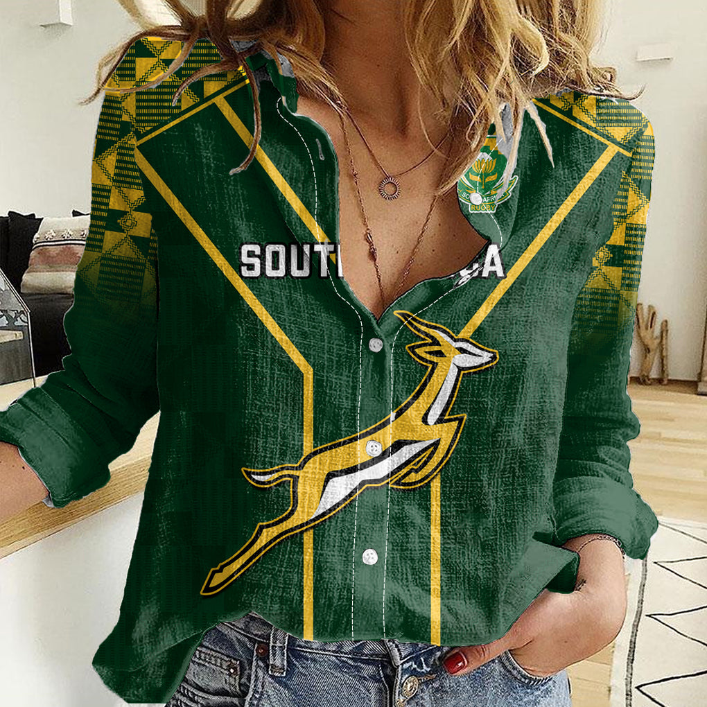 South Africa Rugby Women Casual Shirt 2023 Go Springboks World Cup - Shopicos