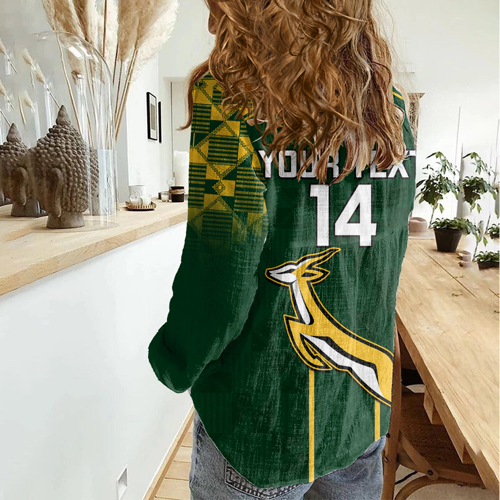 Custom South Africa Rugby Women Casual Shirt 2023 Go Springboks World Cup - Shopicos