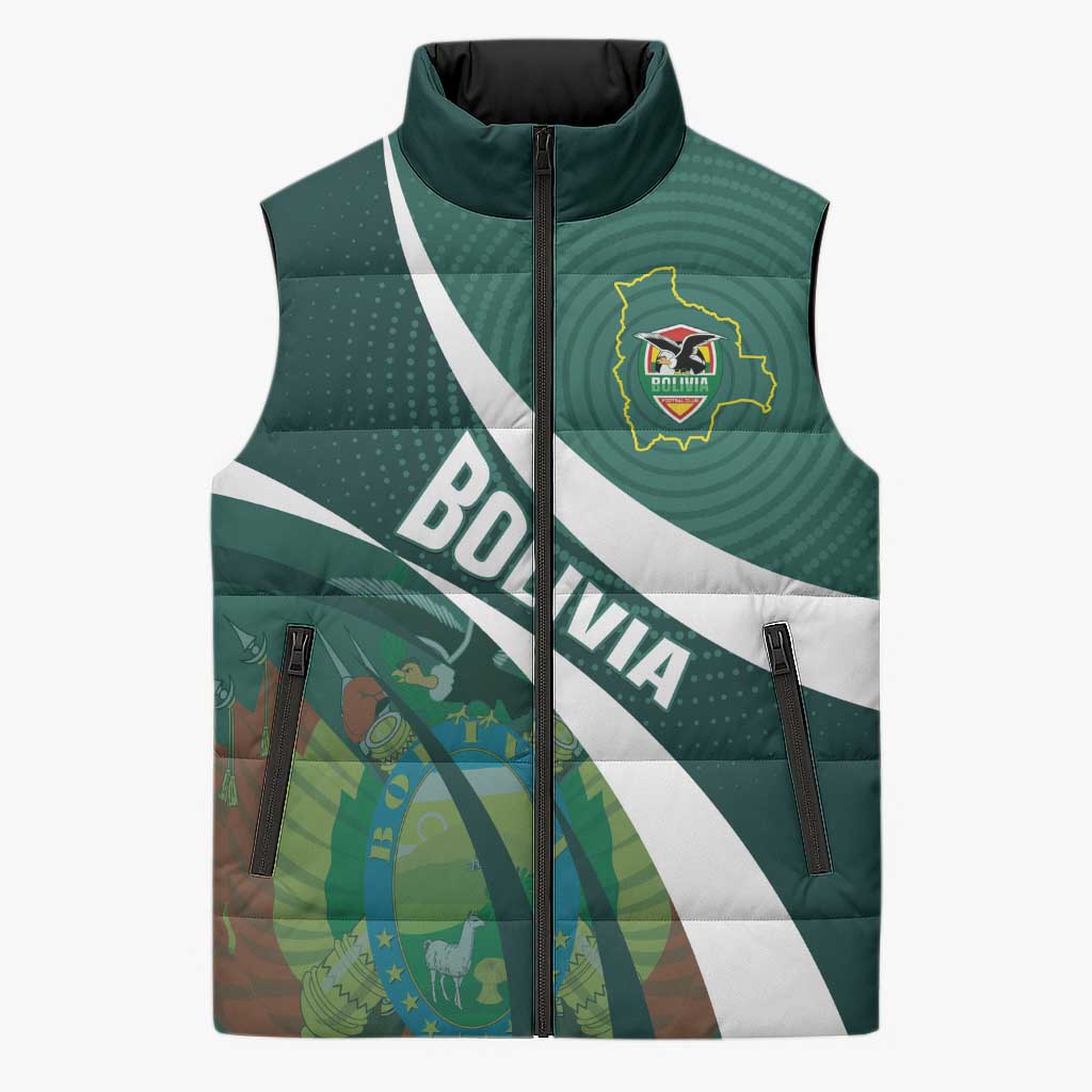 Custom Bolivia Football Sleeveless Puffer Jacket La Verde Sporty Curves Style - Shopicos