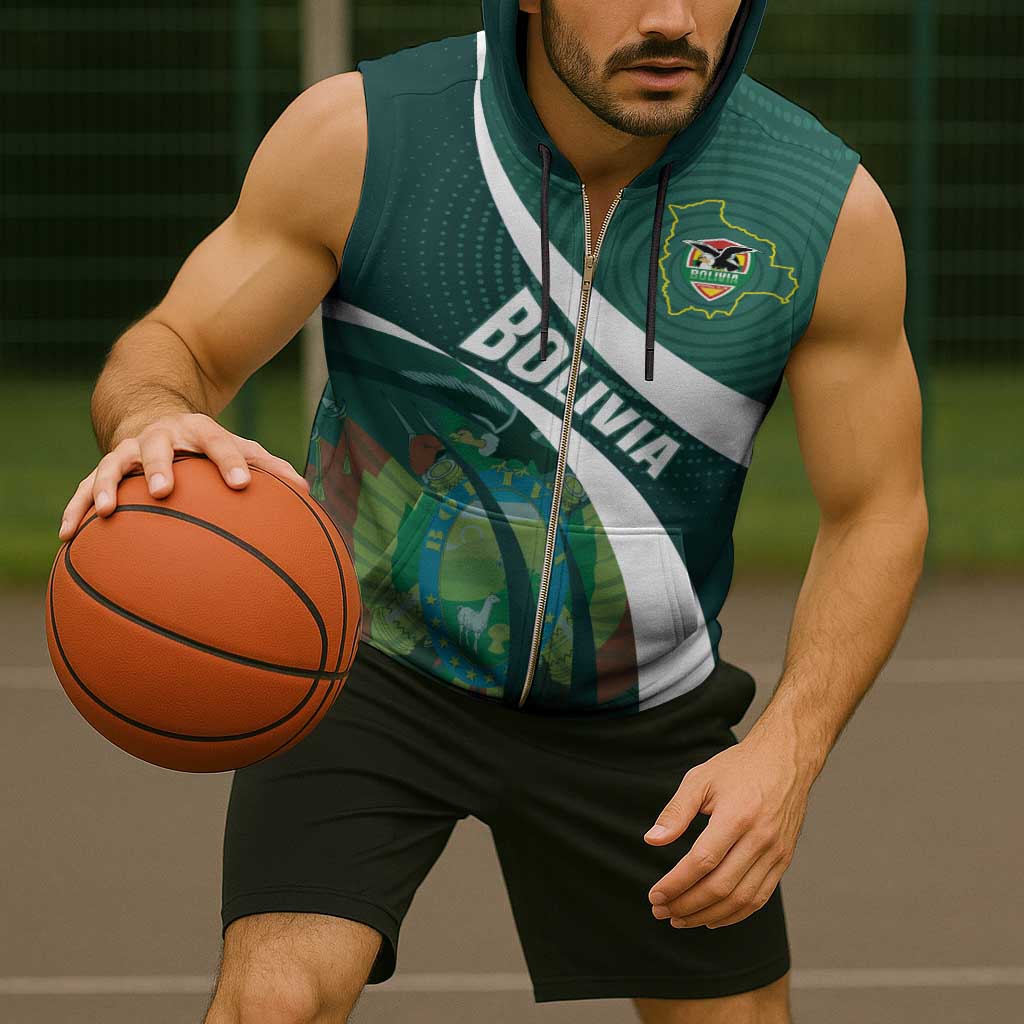 Custom Bolivia Football Sleeveless Zip Hoodie La Verde Sporty Curves Style - Shopicos