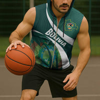 Custom Bolivia Football Sleeveless Zip Hoodie La Verde Sporty Curves Style - Shopicos