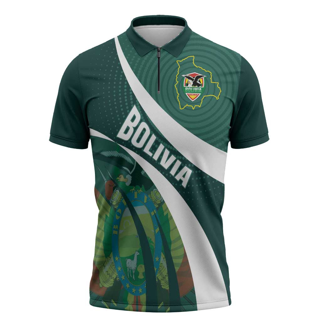 Custom Bolivia Football Zipper Polo Shirt La Verde Sporty Curves Style - Shopicos