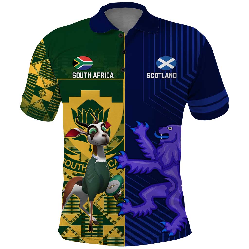 Custom South Africa And Scotland Rugby Polo Shirt Springboks Thistle Together - Shopicos