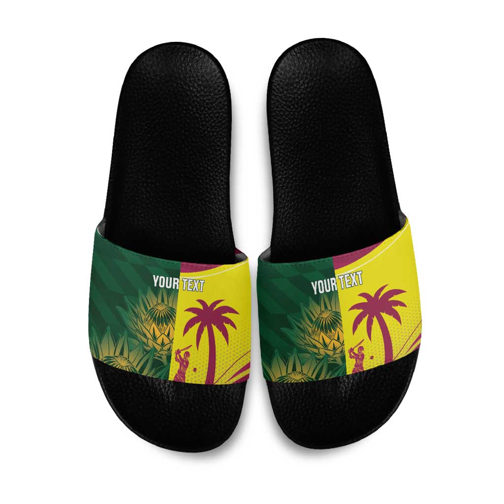 South Africa West Indies Cricket Custom Slide Sandals Proteas Windies Together - Shopicos