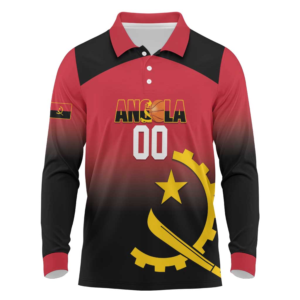 Angola Basketball Custom Long Sleeve Polo Shirt Go Champions Angolan - Shopicos