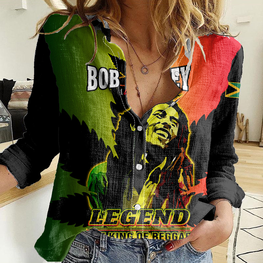 Jamaica Legend Bob Women Casual Shirt The King Of Reggae - Shopicos