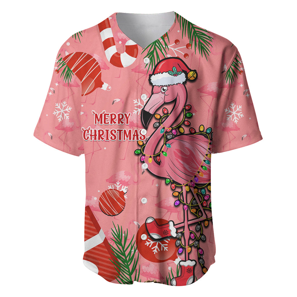 Flamingo Christmas Baseball Jersey 2023 Seamless Xmas Vibes - Shopicos