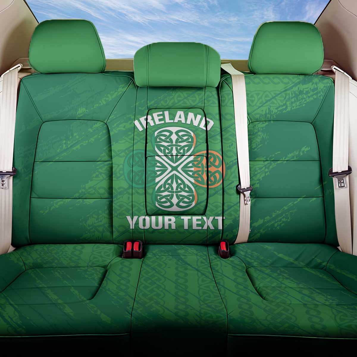 Custom Ireland Cricket Back Car Seat Cover Irish Celtic Knot - National Color - Shopicos