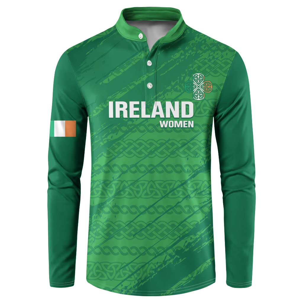 Custom Ireland Cricket Button Sweatshirt Irish Celtic Knot - National Color - Shopicos